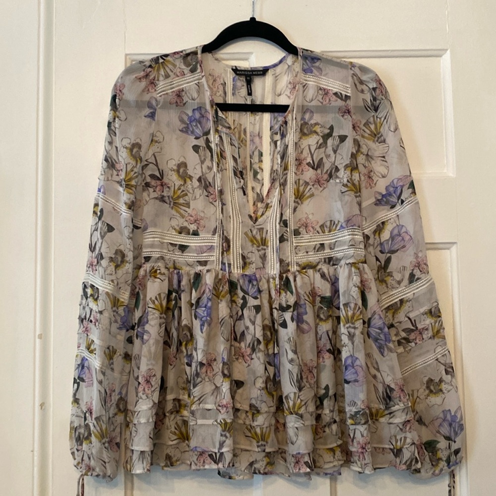 Marissa Webb Floral silk blouse size XS